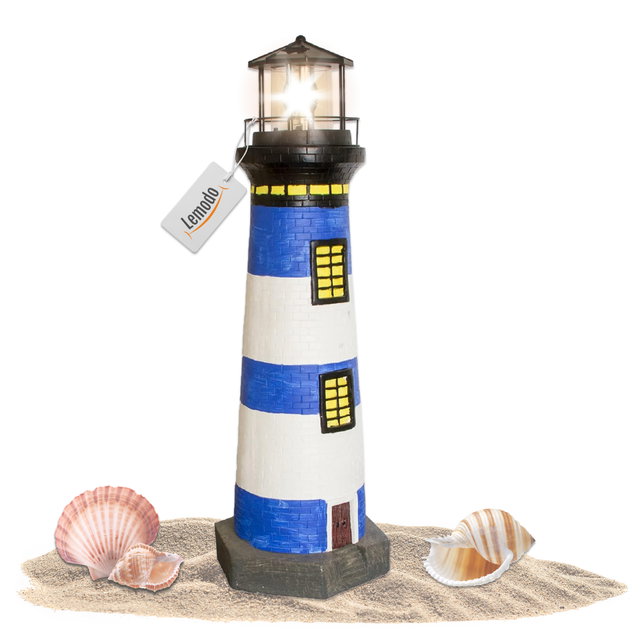 Gartendeko Leuchtturm mit Solar 82 cm, handbemalte Gartenfigur blau,weiß Gartendeko Leuchtturm mit Solar 82 cm, handbemalte Gartenfigur blau,weiß